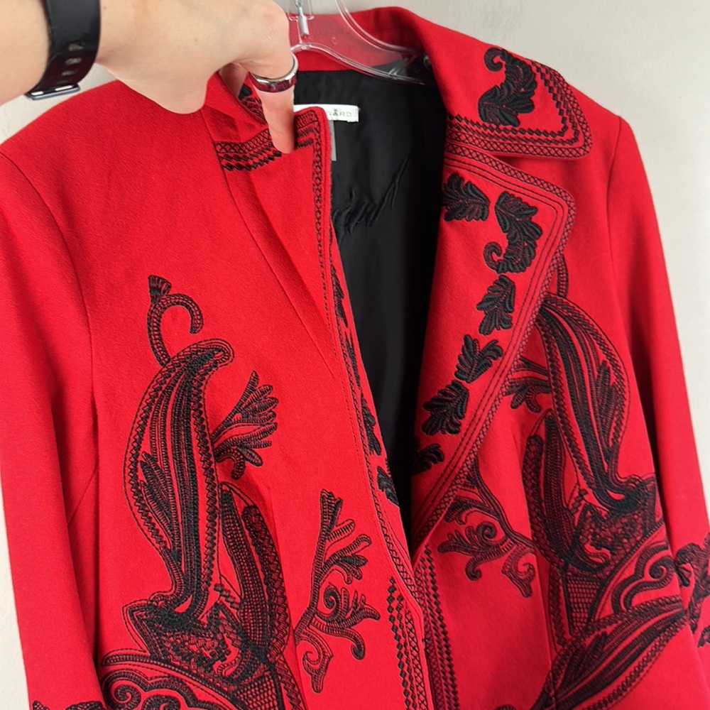Peter Nygard Red Blazer with Black Embroidery - Picture 16 of 16